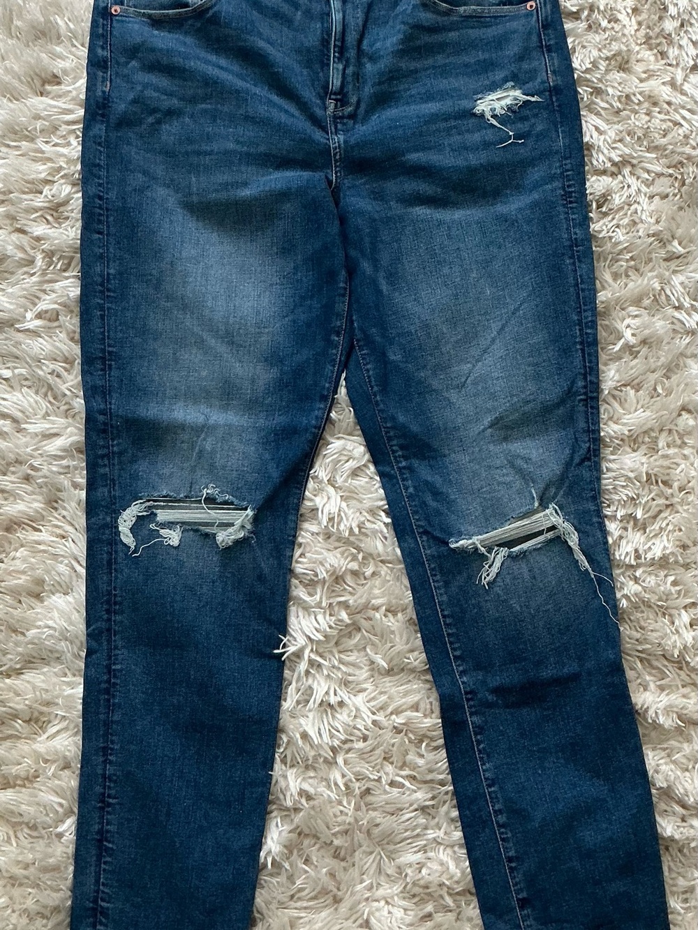 American Eagle Outfitters Dark Blue Distressed Skinny Jeans